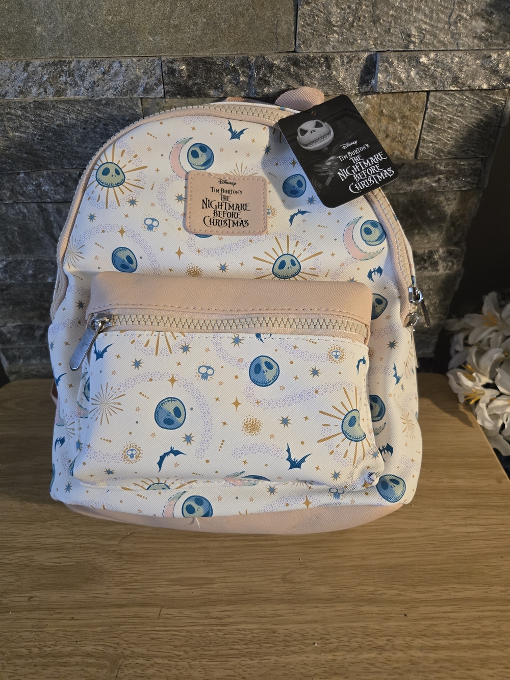Disney Nightmare Before Christmas Cream Mini Backpack with Blue Accents